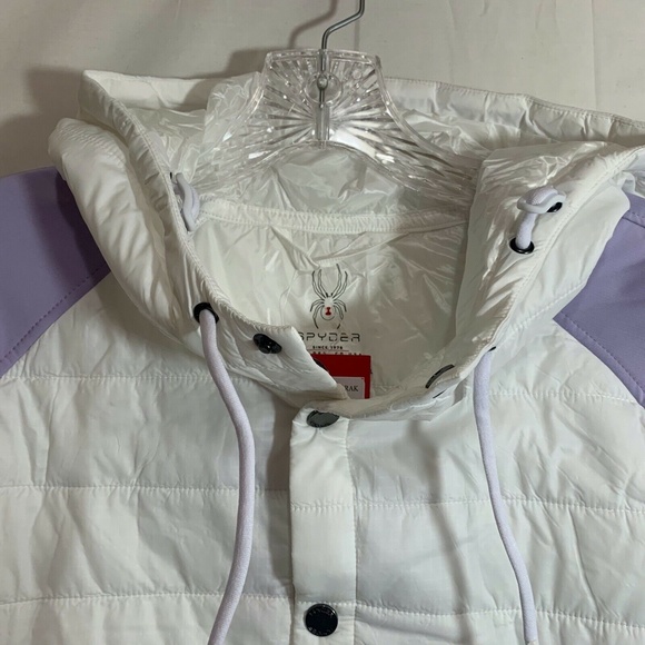 Spyder Womens NWT Glissade Hybrid Anorak Insulator Jacket  Purple/White S or XL - Picture 3 of 8